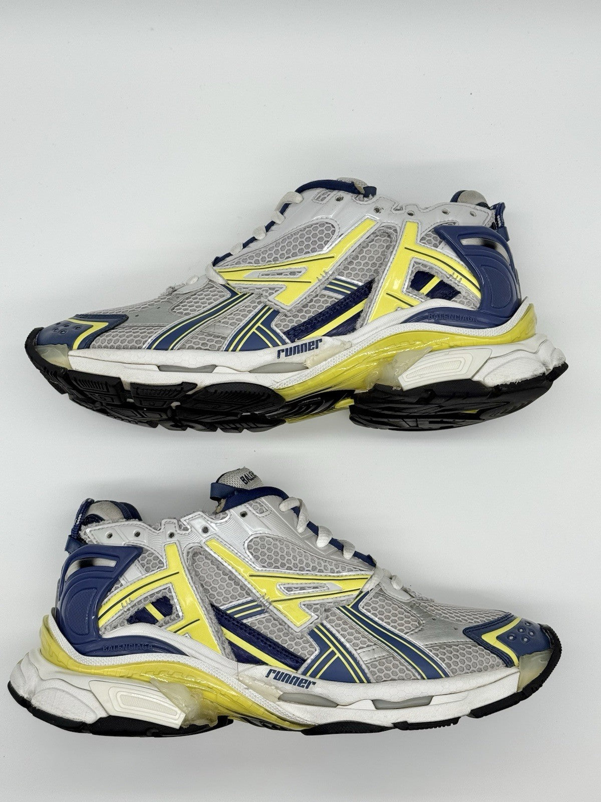 WORN TWICE Size 10 - Balenciaga Runner Grey Yellow Blue