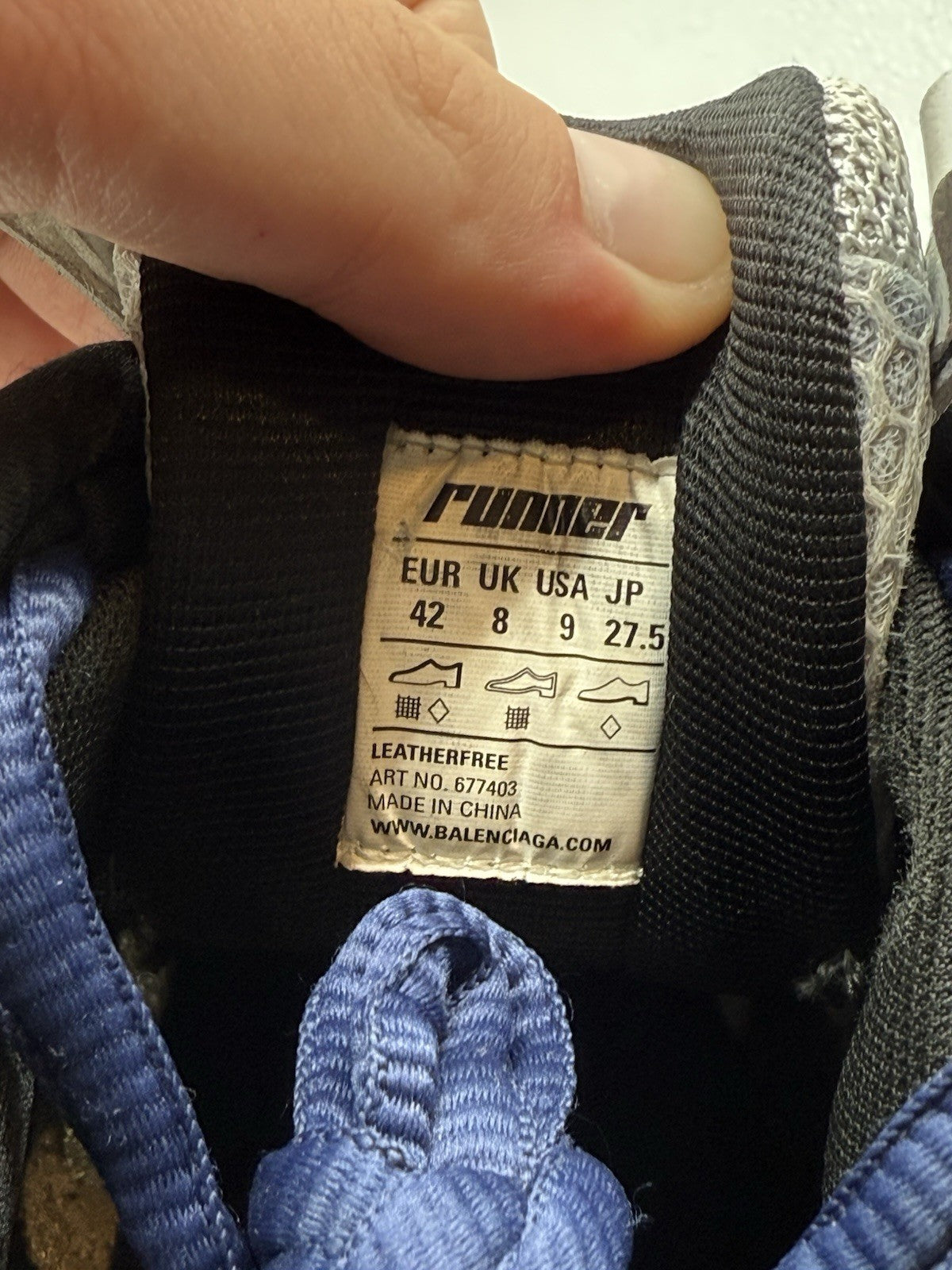 Size 9 - Balenciaga Runner Sneaker Grey Red Blue