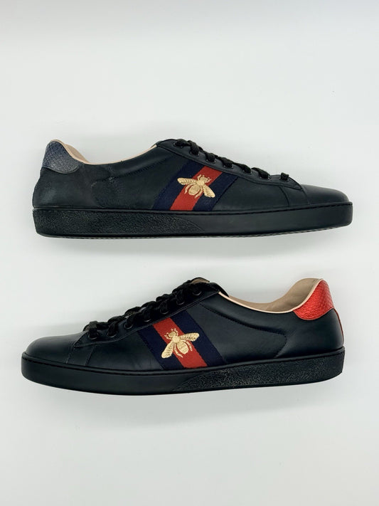 Size 13 - Gucci 'Ace' Bee Embroidered Leather Sneakers Black