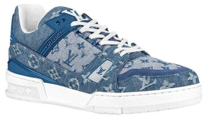 Size 11 - Louis Vuitton Trainer Low Monogram Cream Denim