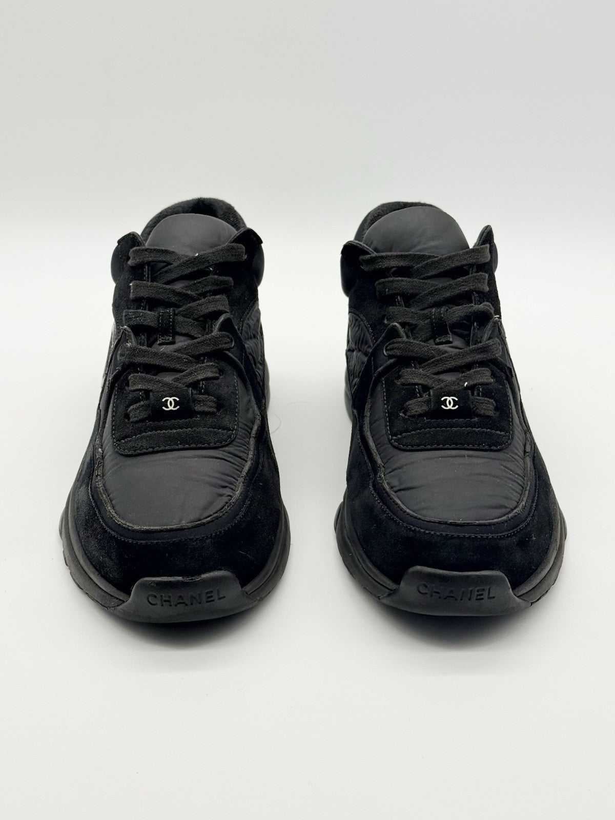 Size 7.5 - CHANEL CC Logo Black Sneaker