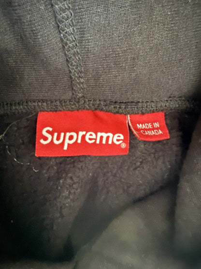 Supreme Embroidered Box Logo Black Hoodie Large Hooded Sweatshirt