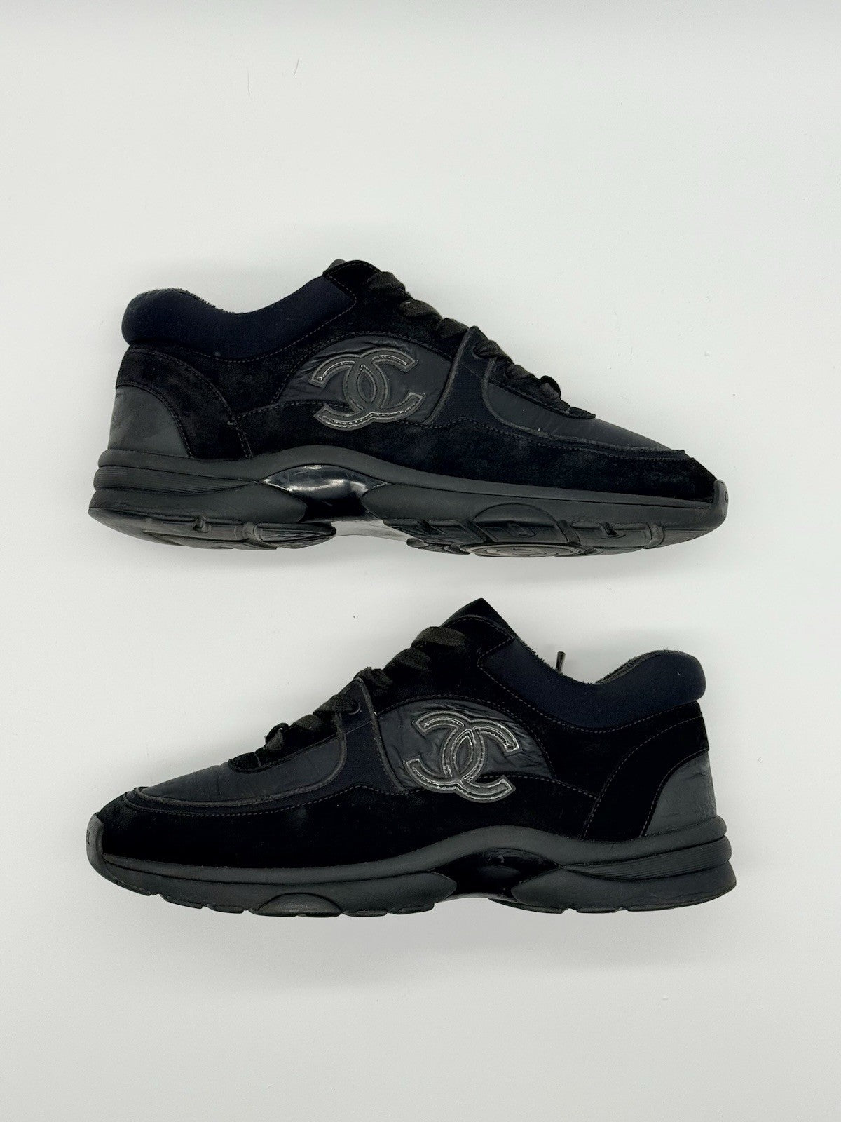 Size 7.5 - CHANEL CC Logo Black Sneaker