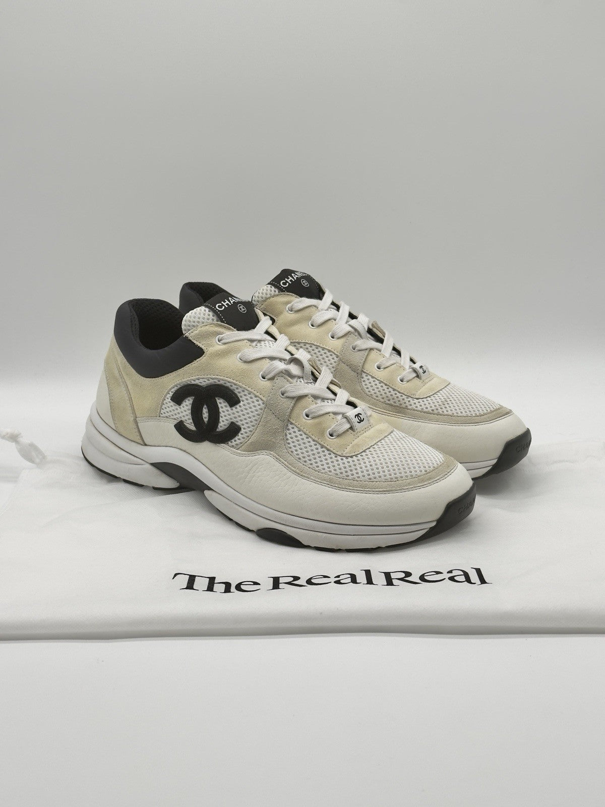 Size 12 - Chanel CC Logo Sneaker White Black
