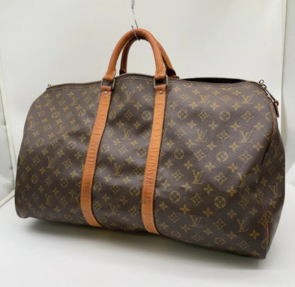 Louis Vuitton Keepall Bandouliere Duffle 55 Brown Canvas