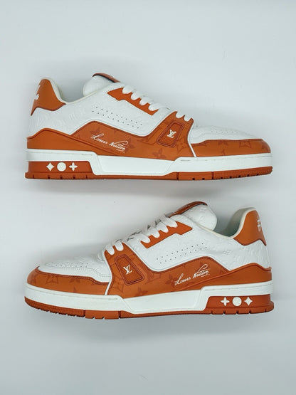 WORN ONCE Size 10 - Louis Vuitton Trainer Low #54 Mini Monogram - Orange