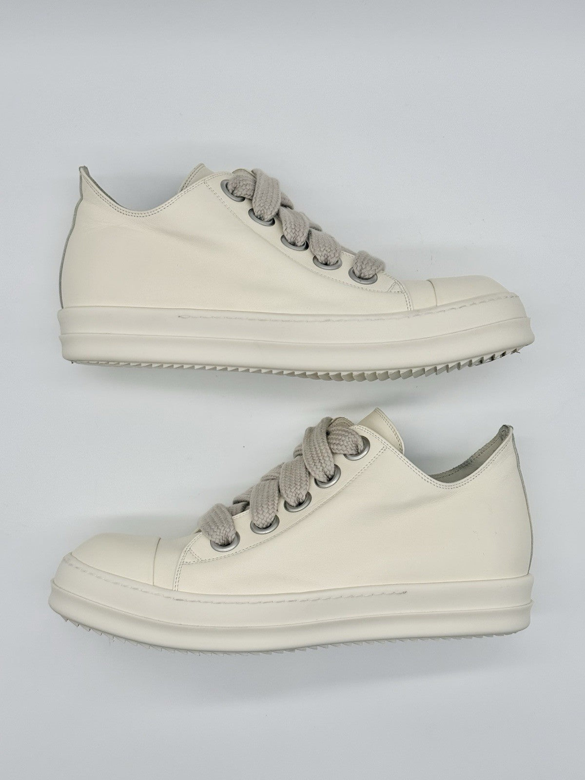 Size 11 - Rick Owens Jumbo Lace Low White Mainline