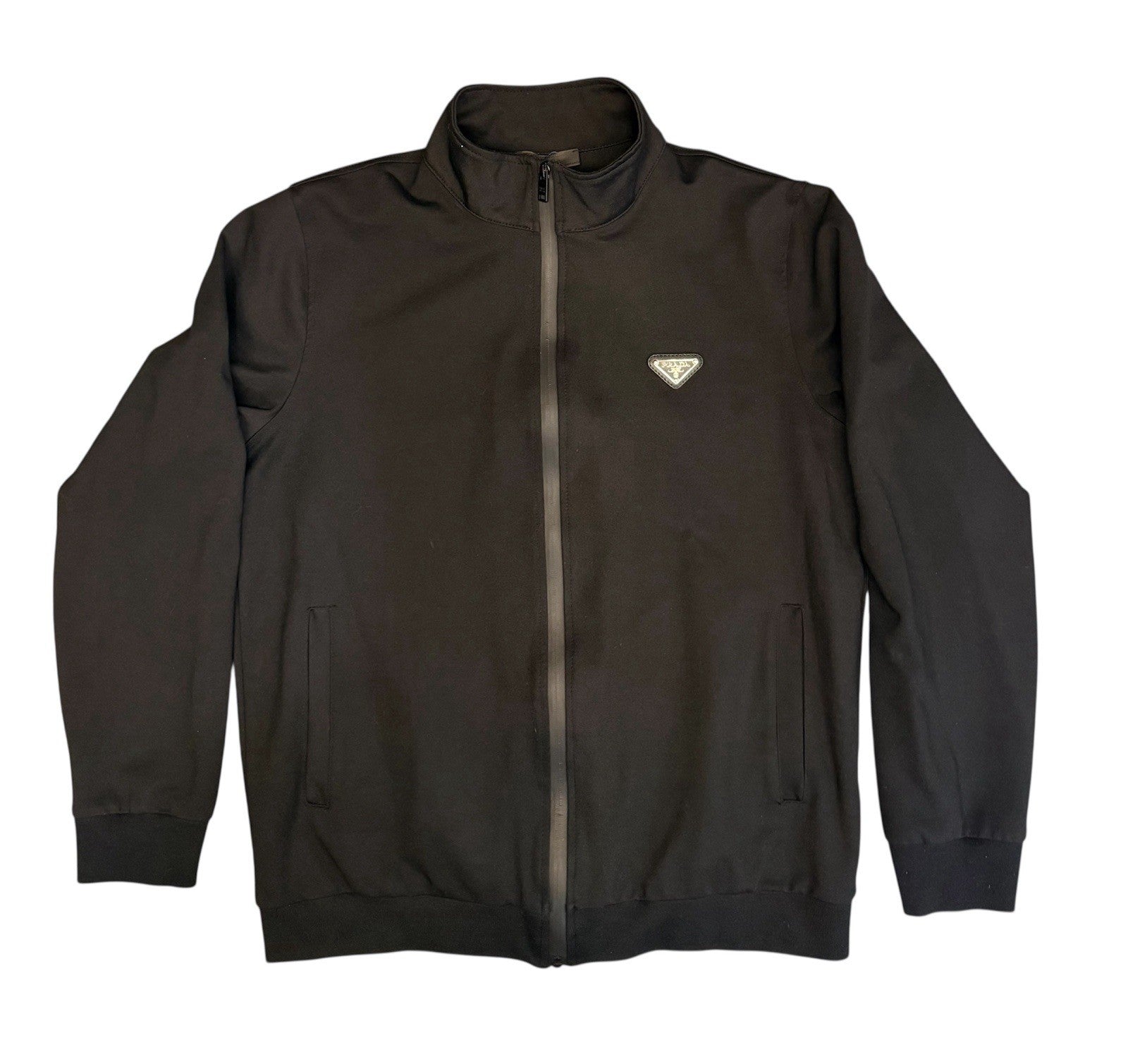 PRADA Nylon Lightweight Bomber Track Jacket Black Mens L Full Zip ($2800 Retail)