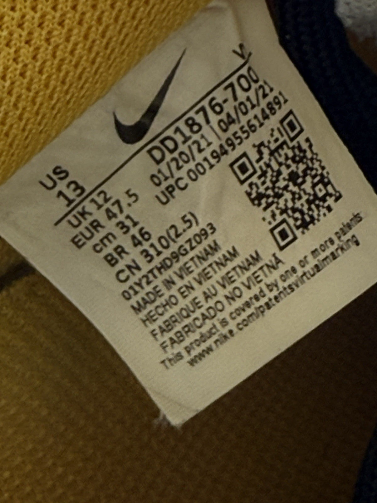 Size 13 - Nike Air Force 1 Low OFF-WHITE University Gold Lemonade