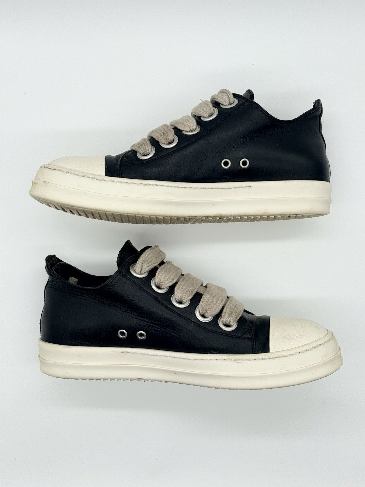 Size 11.5 - Rick Owens Jumbo Leather Low Black Milk