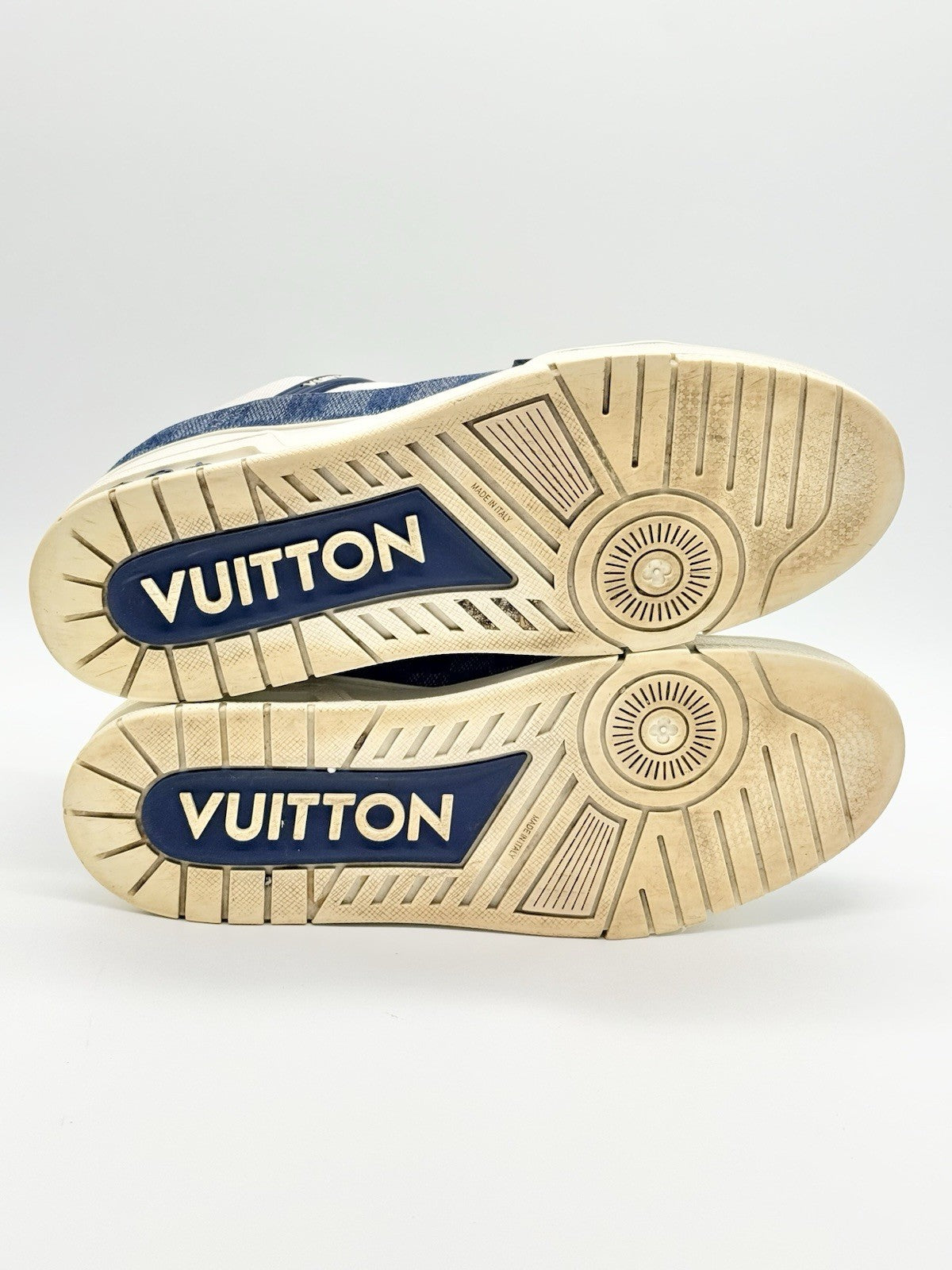 Size 11 - Louis Vuitton Trainer Low Monogram Cream Denim