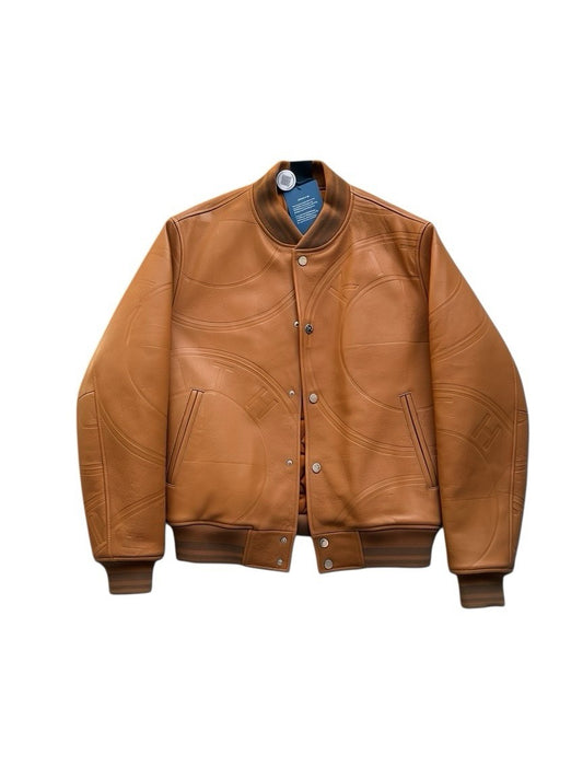 Kith X BMW Leather Varsity Jacket Size medium Beige