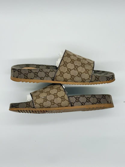 Size 13 - Gucci Interlocking GG Monogram Slides Sandals
