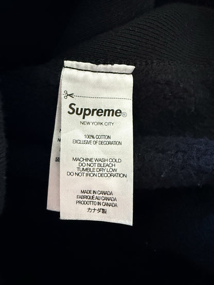 Supreme Embroidered Box Logo Black Hoodie Large Hooded Sweatshirt