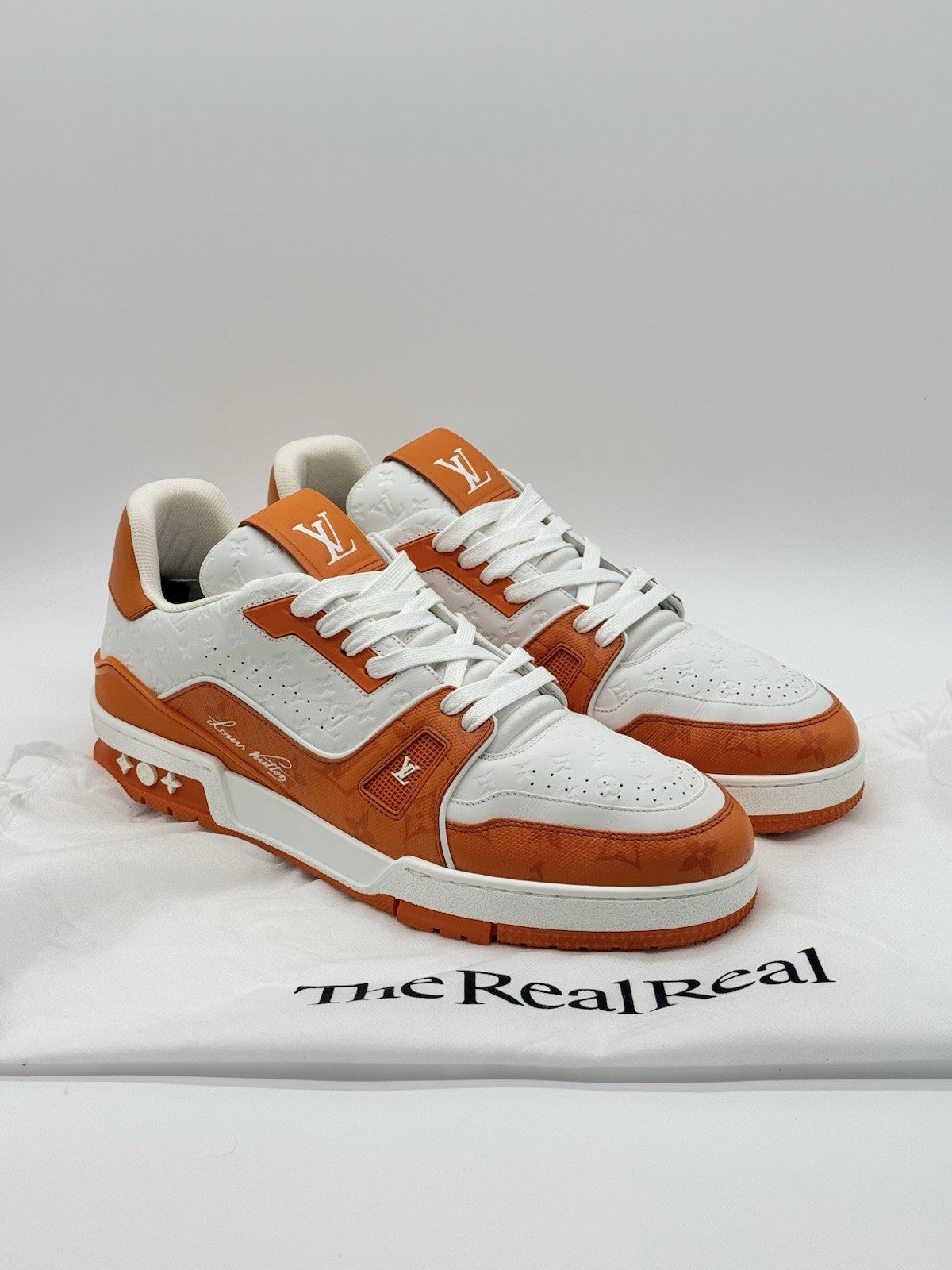 WORN ONCE Size 10 - Louis Vuitton Trainer Low #54 Mini Monogram - Orange