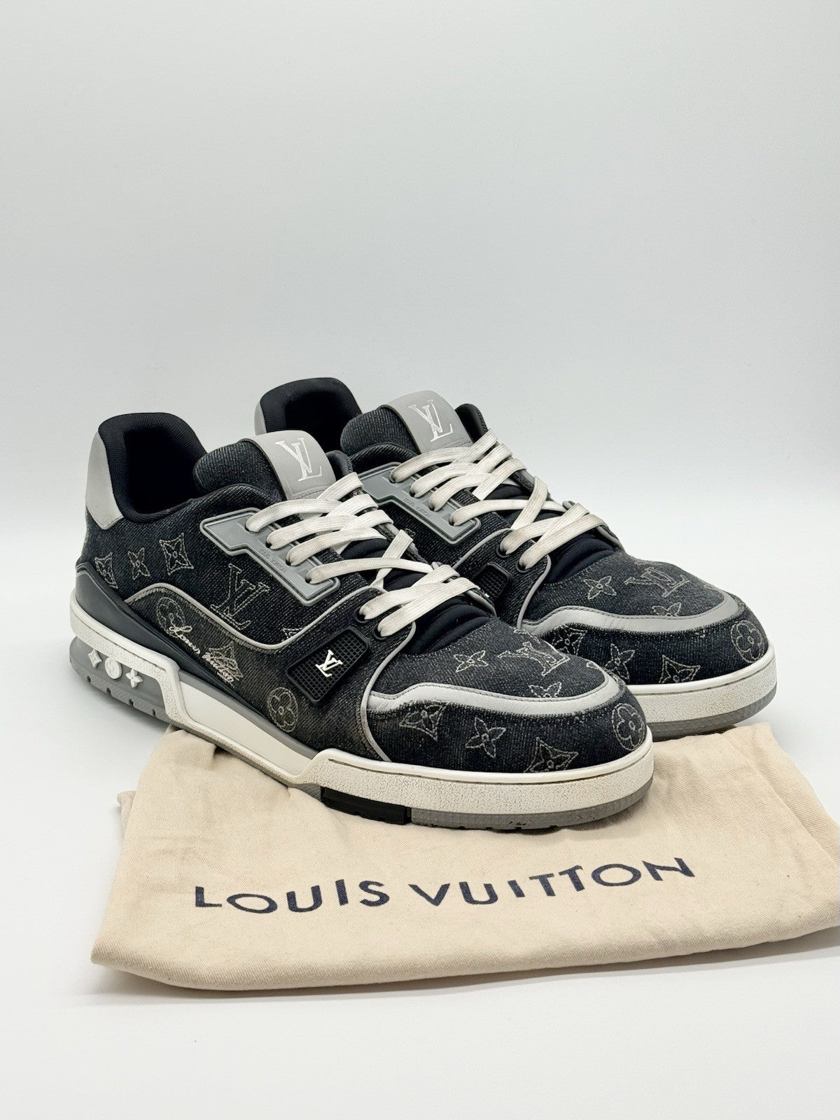 Size 12 - Louis Vuitton Trainer Black Monogram Denim