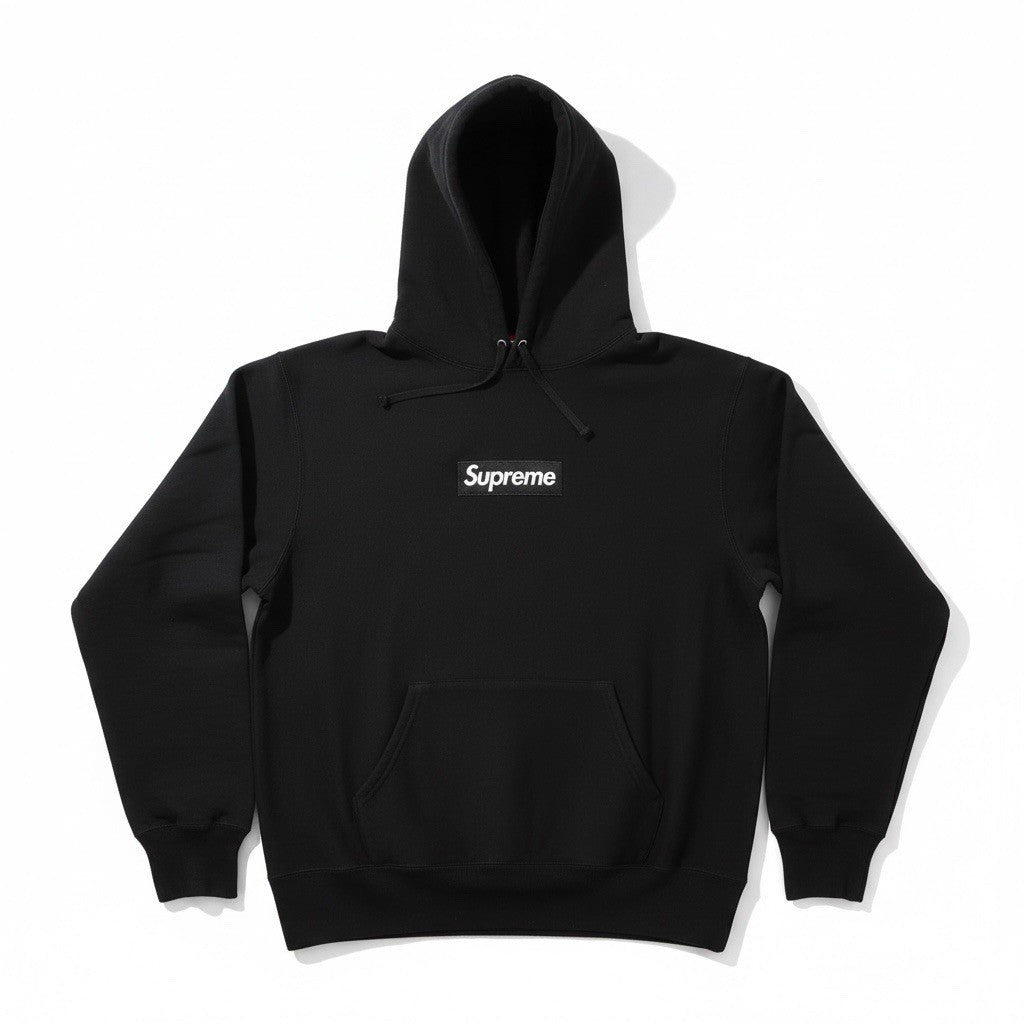 Supreme Embroidered Box Logo Black Hoodie Large Hooded Sweatshirt