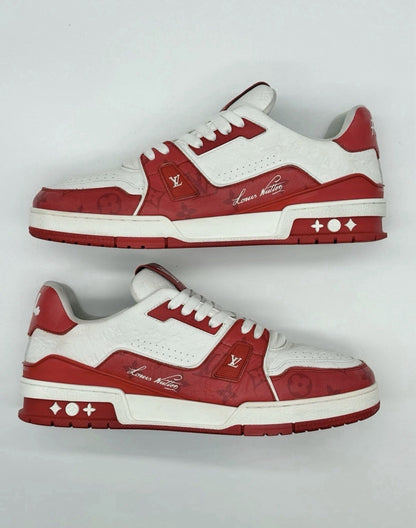 Size 10.5 - Louis Vuitton Trainer Low #54 Mini Monogram - Red