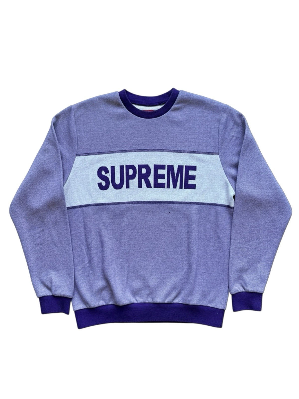 Supreme Tonal Stripe Logo Crewneck In Purple Size M