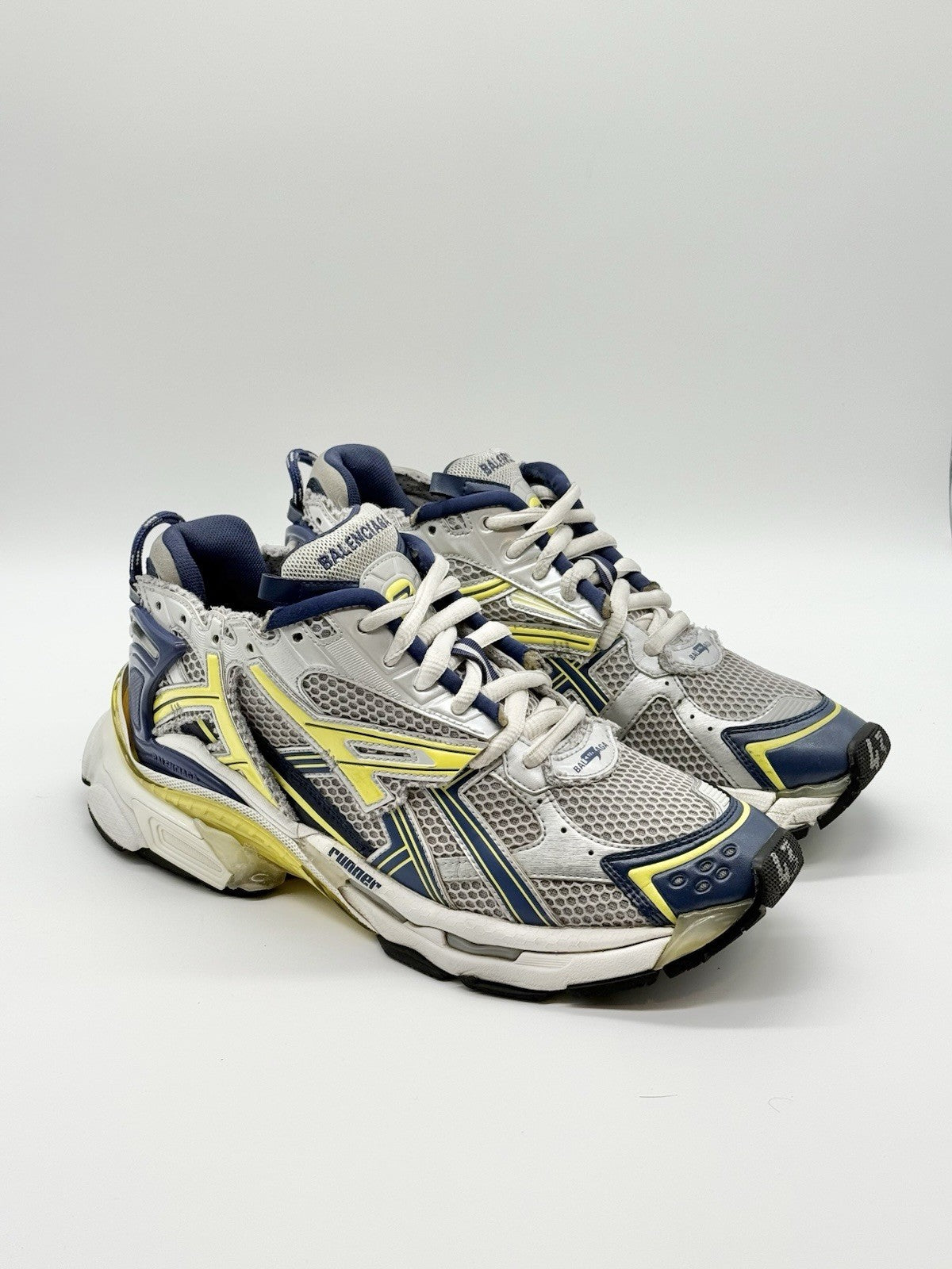 WORN TWICE Size 10 - Balenciaga Runner Grey Yellow Blue
