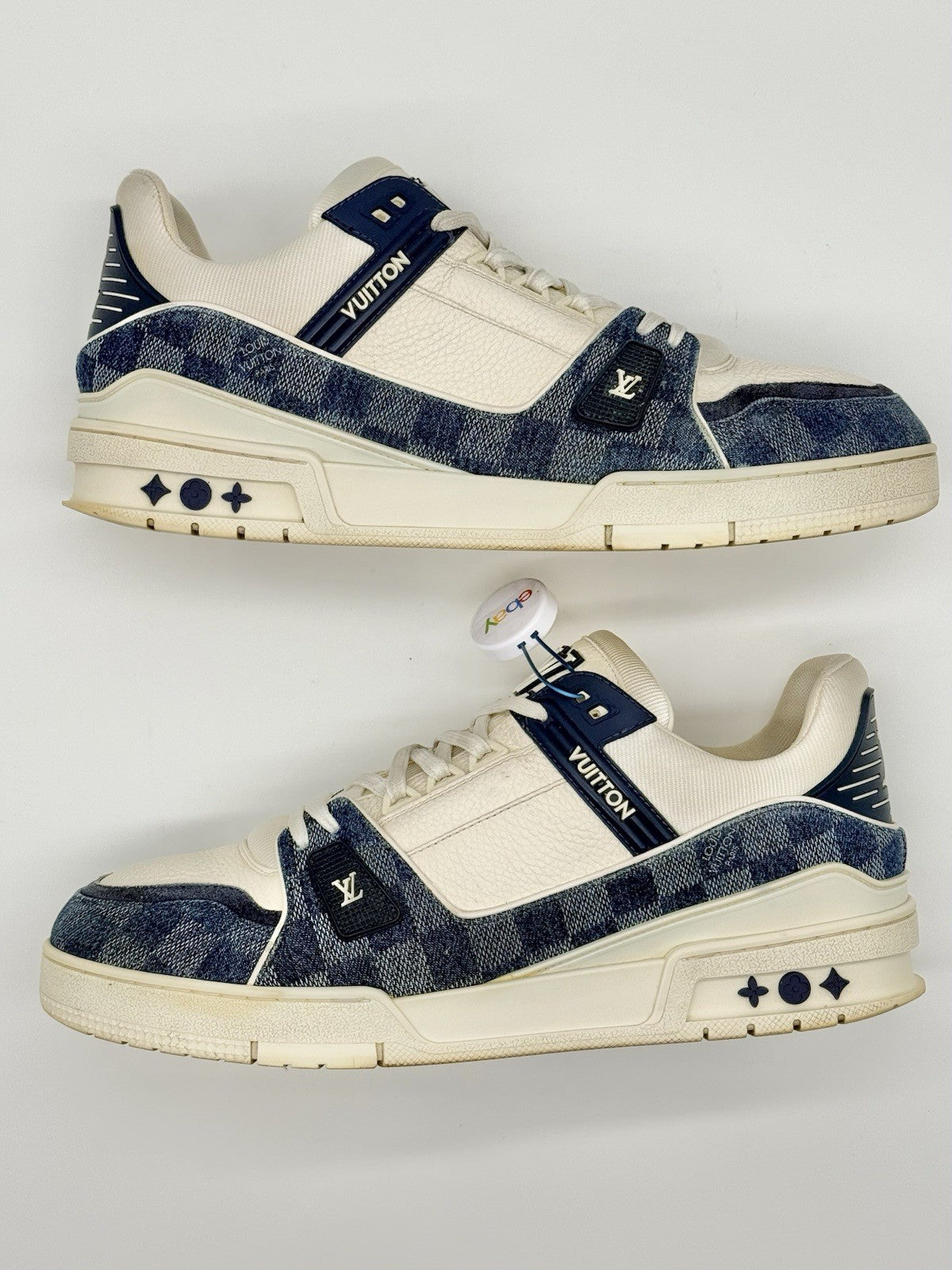 Size 11 - Louis Vuitton Trainer Low Monogram Cream Denim
