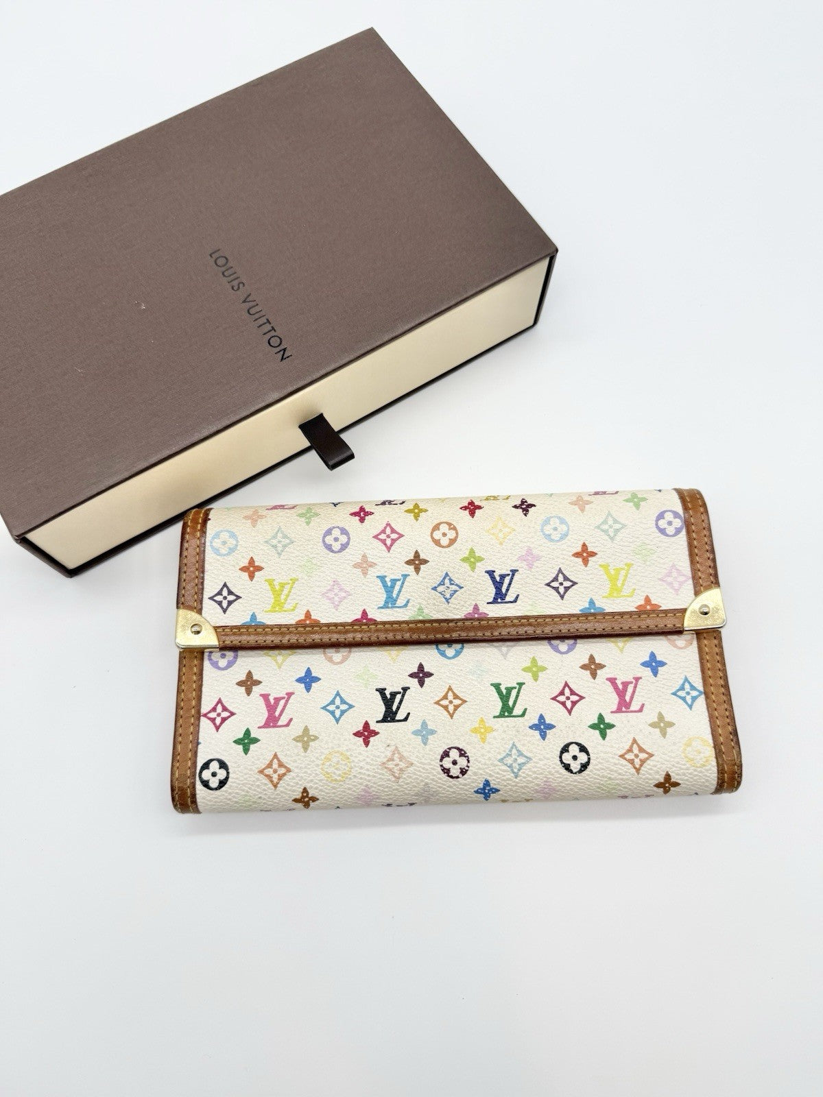 Louis Vuitton Multicolor International Trifold Wallet M92659 W/Box NS061666