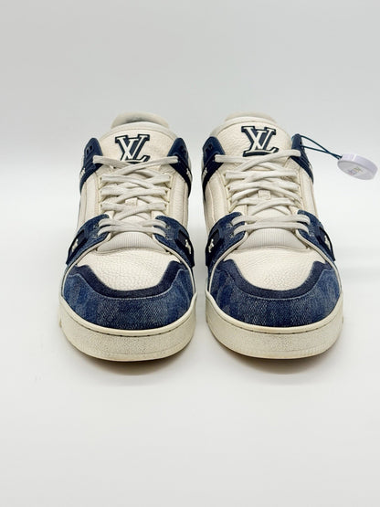 Size 11 - Louis Vuitton Trainer Low Monogram Cream Denim