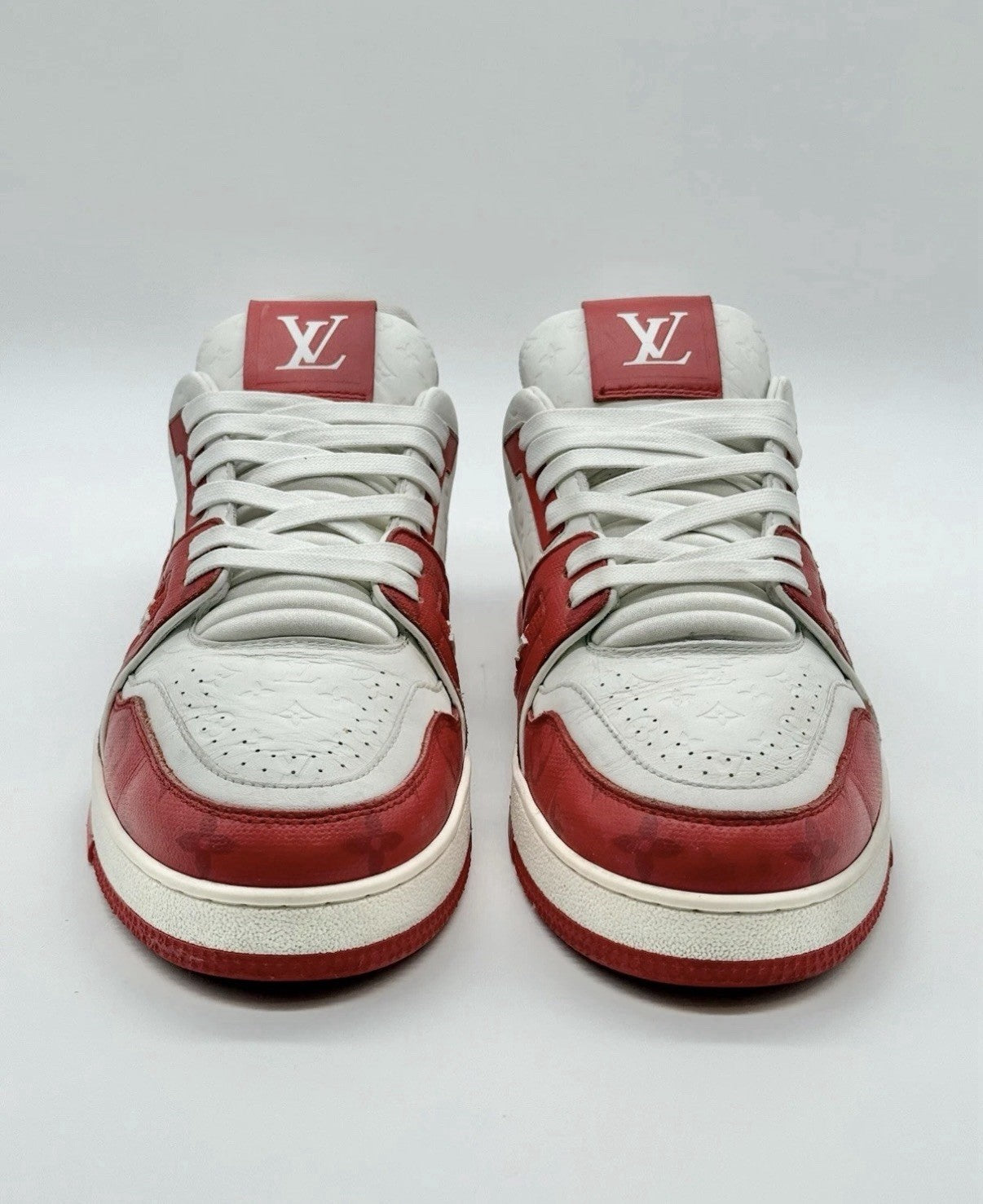 Size 10.5 - Louis Vuitton Trainer Low #54 Mini Monogram - Red