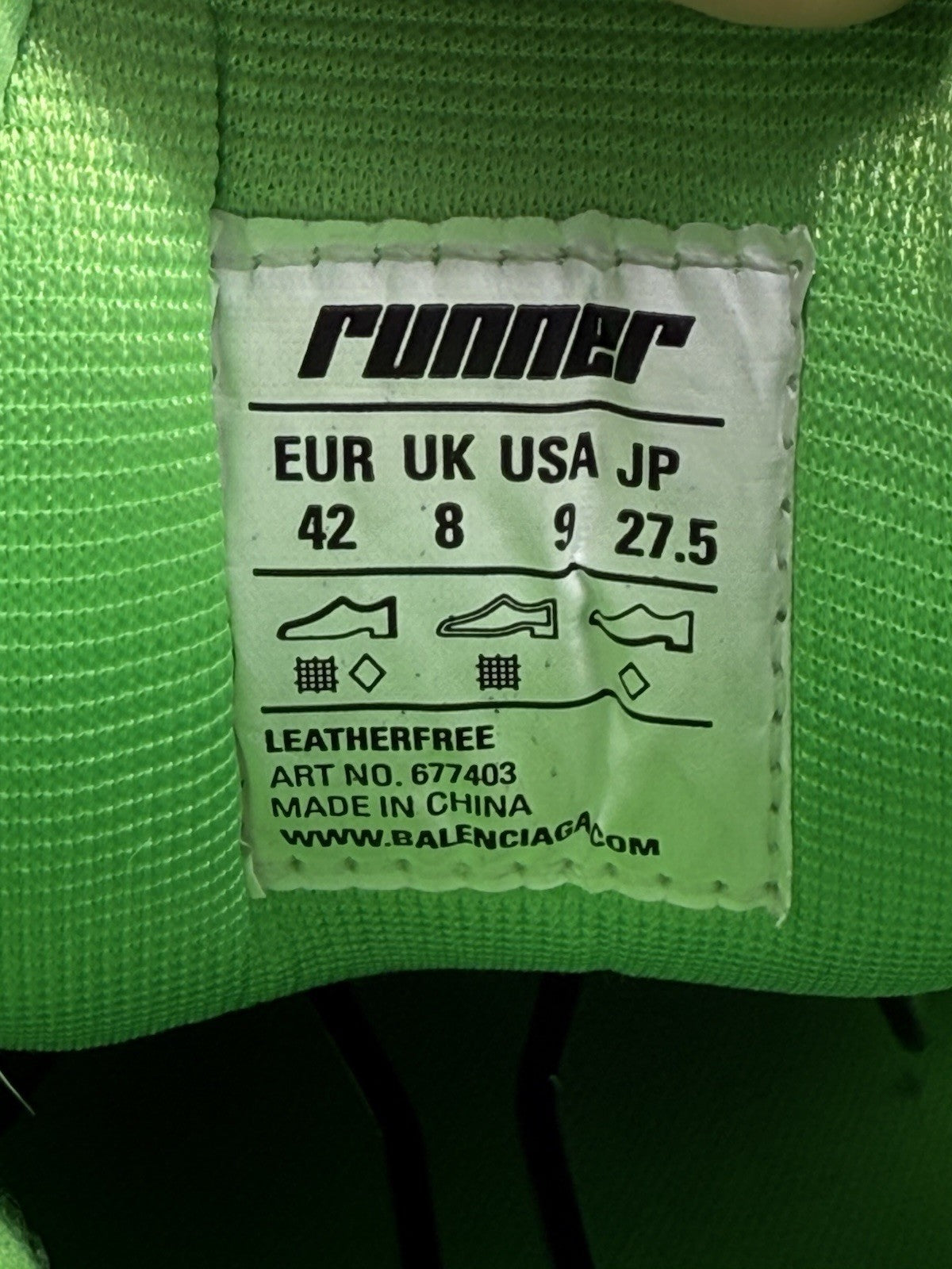 WORN ONCE Size 9 - Balenciaga Runner Sneaker Fluo Green