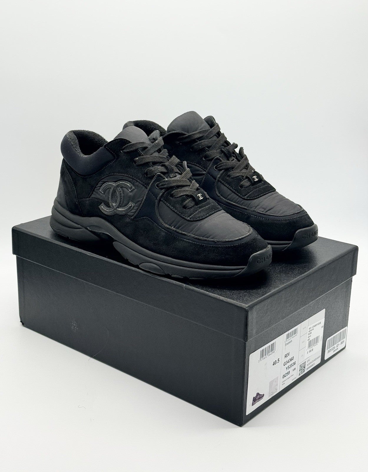 Size 7.5 - CHANEL CC Logo Black Sneaker