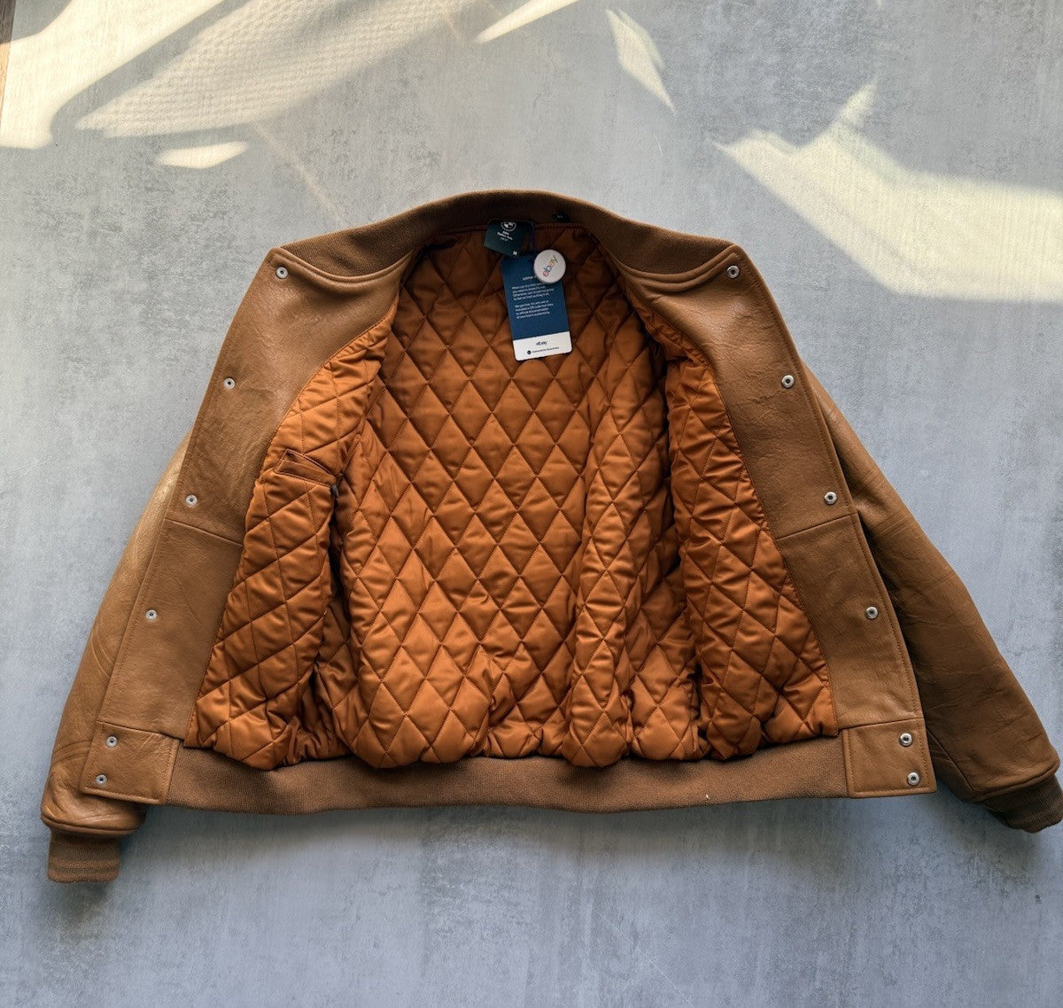 Kith X BMW Leather Varsity Jacket Size medium Beige