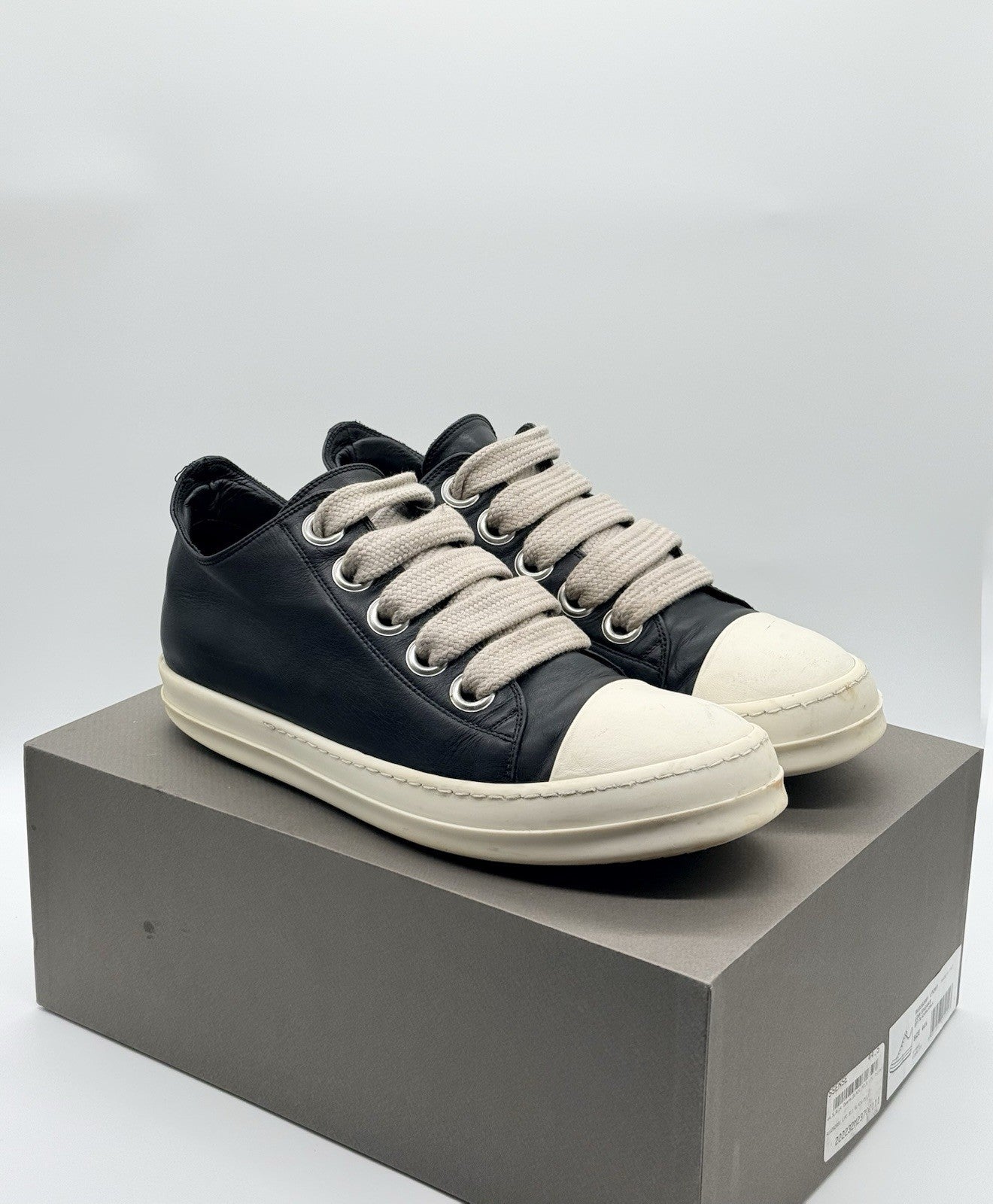 Size 11.5 - Rick Owens Jumbo Leather Low Black Milk