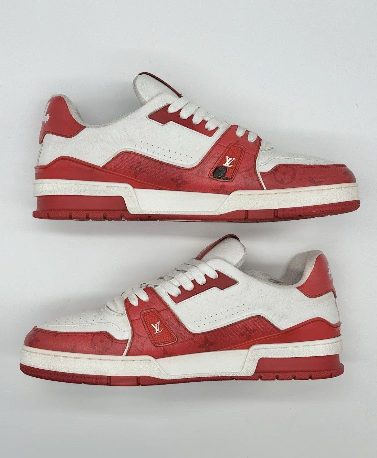 Size 10.5 - Louis Vuitton Trainer Low #54 Mini Monogram - Red