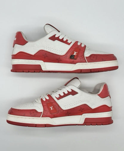 Size 10.5 - Louis Vuitton Trainer Low #54 Mini Monogram - Red