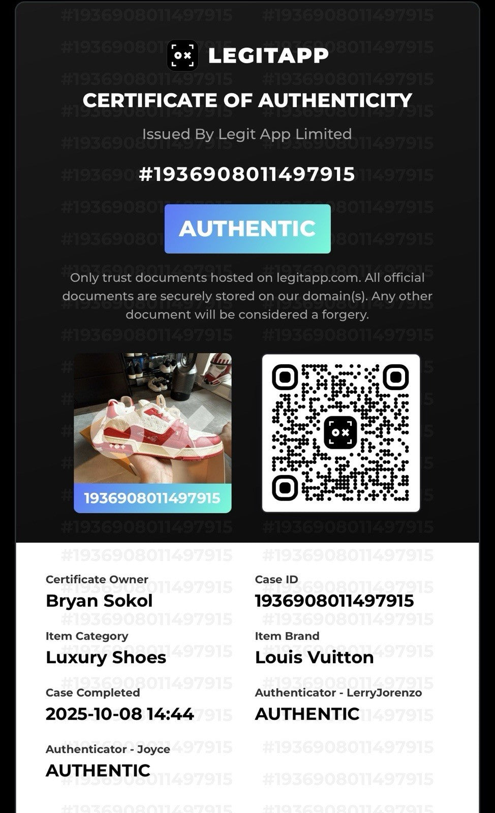 Size 10.5 - Louis Vuitton Trainer Low #54 Mini Monogram - Red