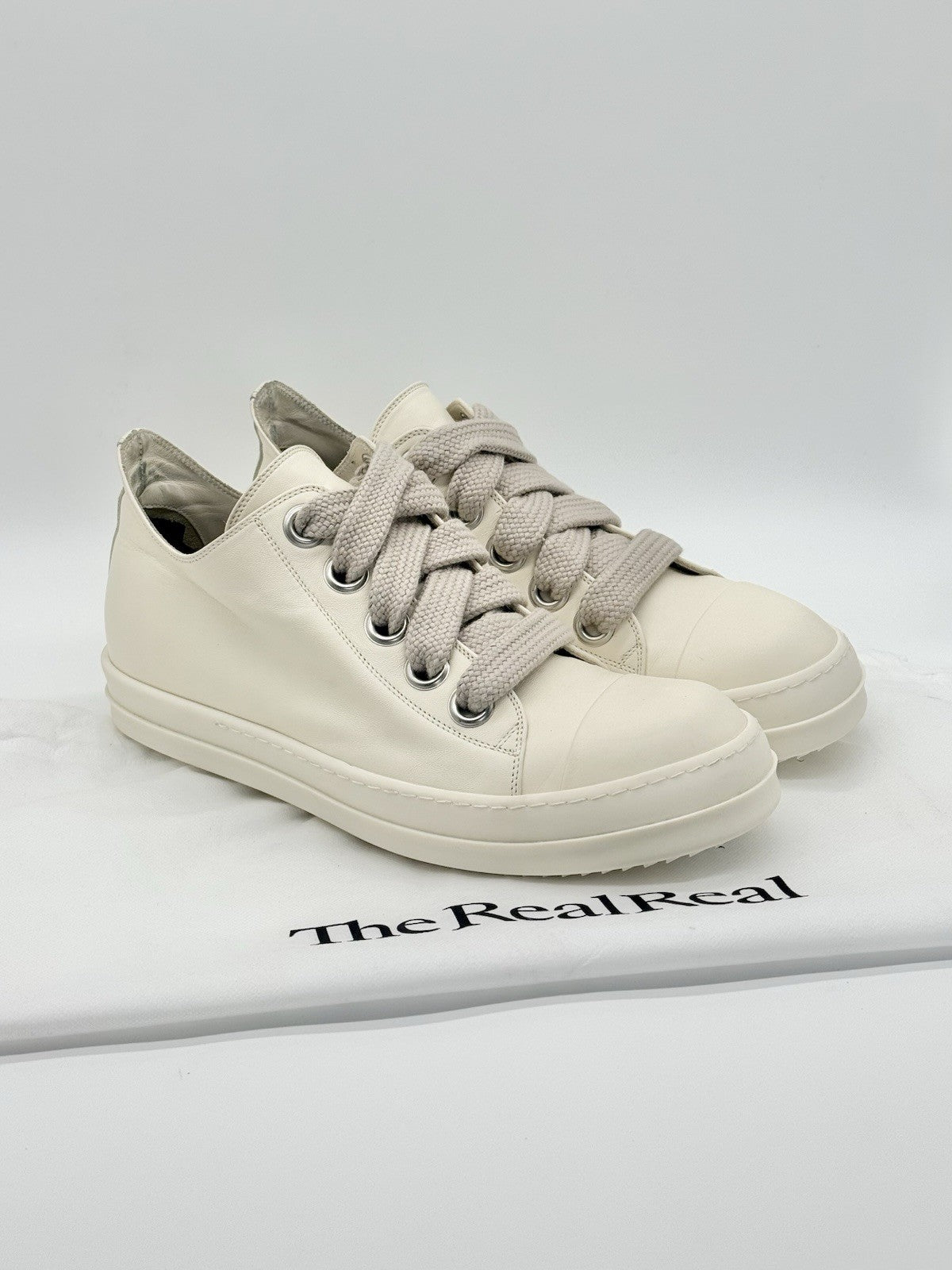 Size 11 - Rick Owens Jumbo Lace Low White Mainline