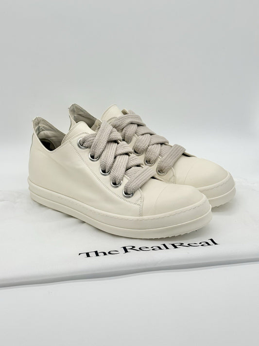Size 11 - Rick Owens Jumbo Lace Low White Mainline