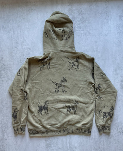 Supreme Hellhounds Dakkar Green Olive Hoodie Sweatshirt Pullover Size L Animals