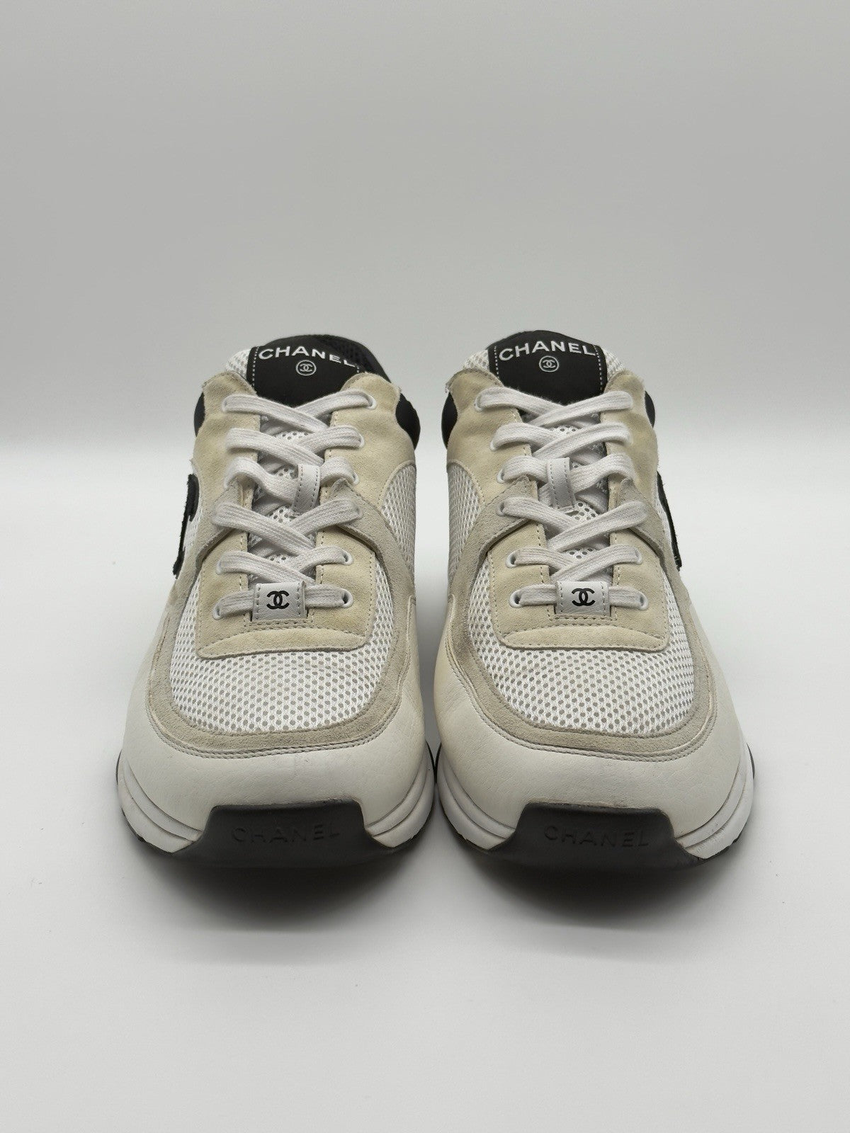 Size 12 - Chanel CC Logo Sneaker White Black