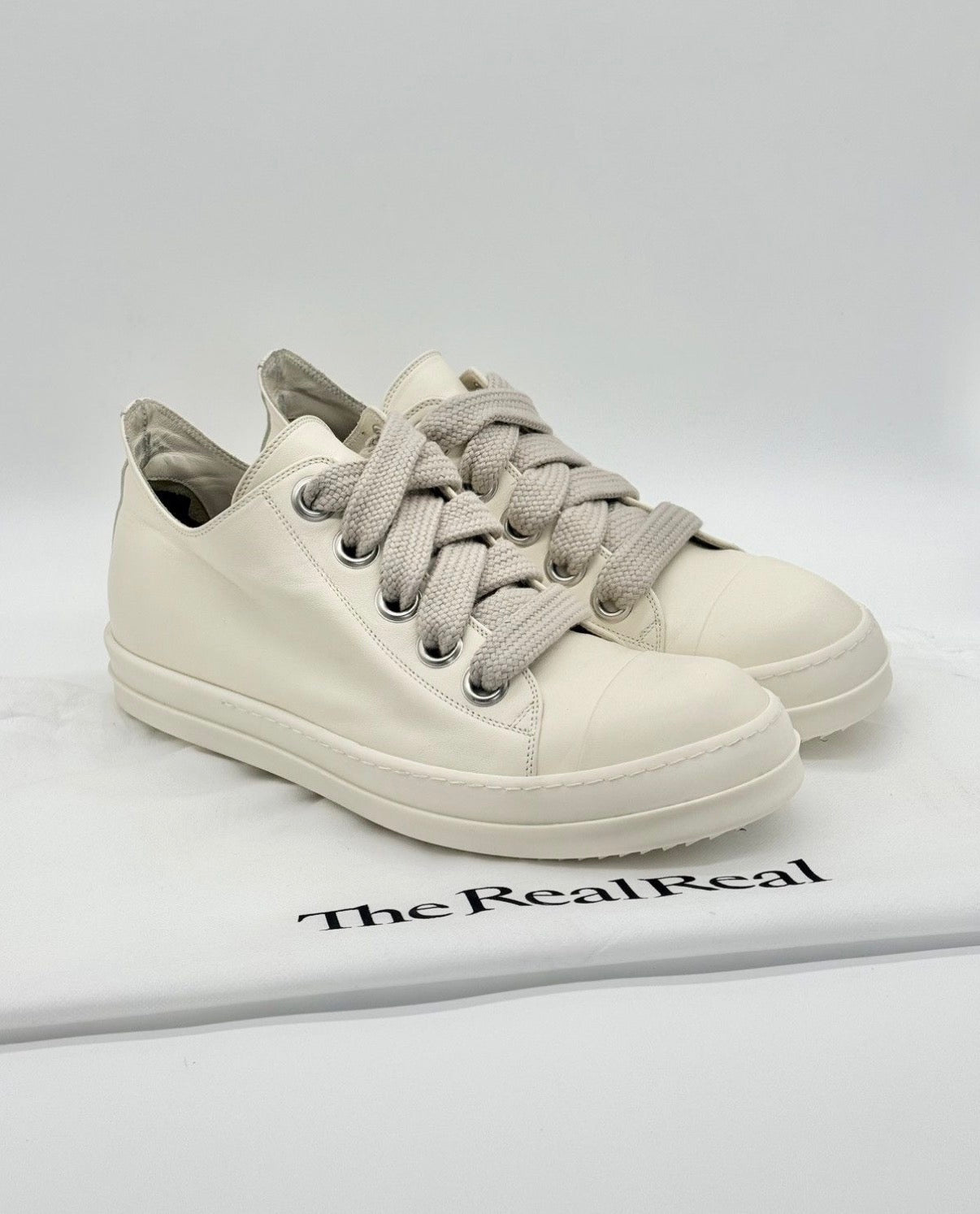 Size 11 - Rick Owens Jumbo Lace Low White Mainline