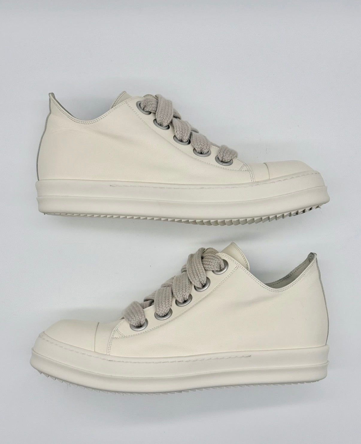Size 11 - Rick Owens Jumbo Lace Low White Mainline