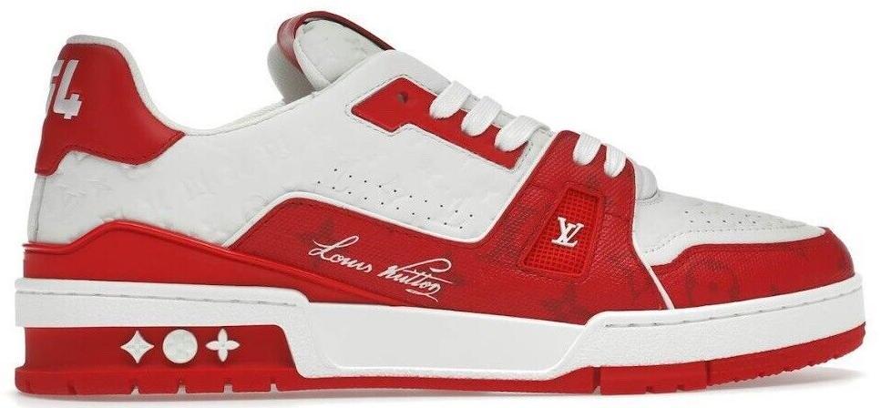 Size 10.5 - Louis Vuitton Trainer Low #54 Mini Monogram - Red